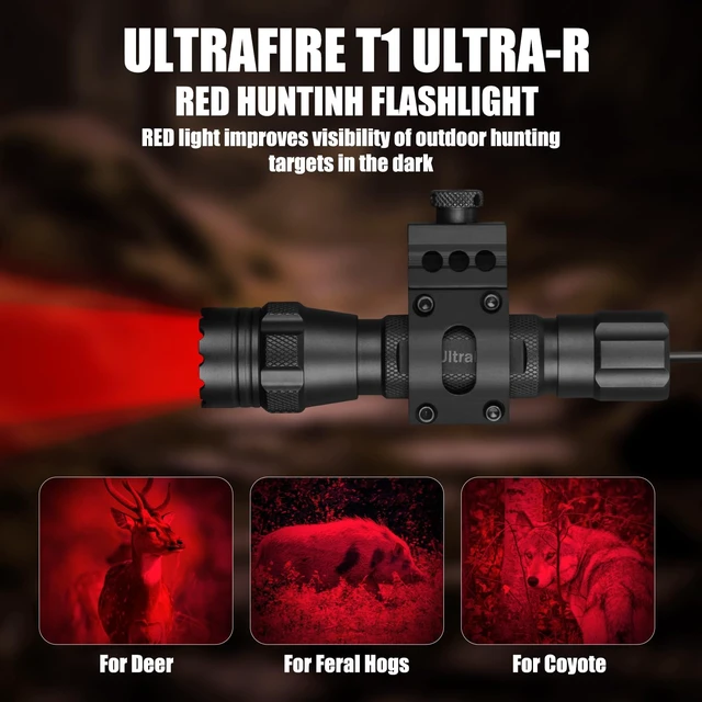 Alt view image 14 of 14 - 620nm-630nm Tactical Red Light Flashlight for Night Hunting Light | Night Observation & Coyote Predator Red LED Hunting Light