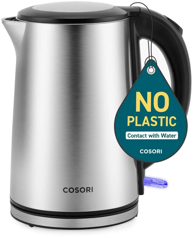 Alt view image 8 of 14 - Stainless Steel Electric Kettle, Plastic-Free Interior, 1.5L, Silver | Cool-Touch Double-Wall, Auto Shut-Off, Boil-Dry Protection, Tea Kettle, Hot Water Boiler, 1500W