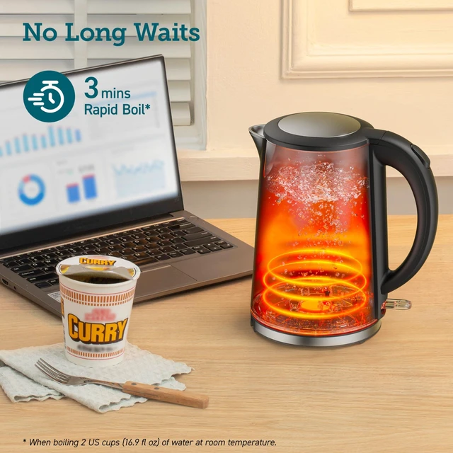 Alt view image 11 of 14 - Stainless Steel Electric Kettle, Plastic-Free Interior, 1.5L, Silver | Cool-Touch Double-Wall, Auto Shut-Off, Boil-Dry Protection, Tea Kettle, Hot Water Boiler, 1500W