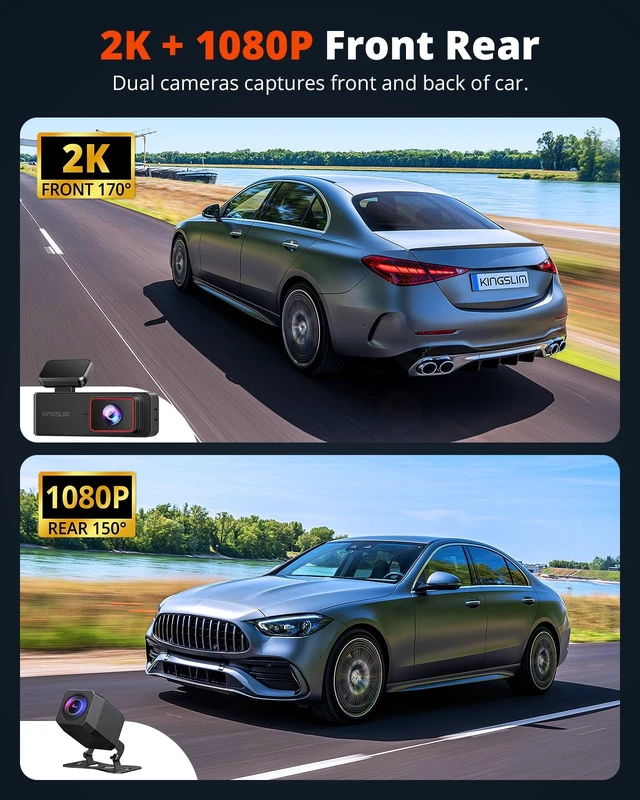 Alt view image 9 of 14 - 2K Dash Cam Front and Rear with 64GB SD Card, Wireless WiFi Dash Camera for Cars, 1.5'' Screen Mini Dashcam Front and Back, Support G-Sensor/Time Lapse 2 Kinds Parking Monitor