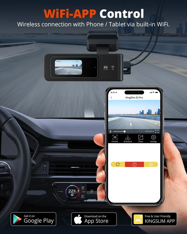 Alt view image 10 of 14 - 2K Dash Cam Front and Rear with 64GB SD Card, Wireless WiFi Dash Camera for Cars, 1.5'' Screen Mini Dashcam Front and Back, Support G-Sensor/Time Lapse 2 Kinds Parking Monitor