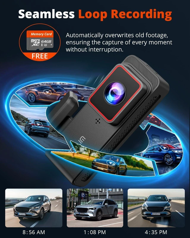 Alt view image 11 of 14 - 2K Dash Cam Front and Rear with 64GB SD Card, Wireless WiFi Dash Camera for Cars, 1.5'' Screen Mini Dashcam Front and Back, Support G-Sensor/Time Lapse 2 Kinds Parking Monitor