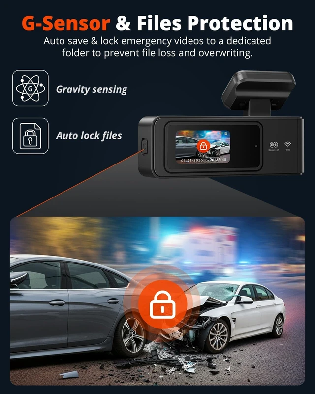 Alt view image 13 of 14 - 2K Dash Cam Front and Rear with 64GB SD Card, Wireless WiFi Dash Camera for Cars, 1.5'' Screen Mini Dashcam Front and Back, Support G-Sensor/Time Lapse 2 Kinds Parking Monitor