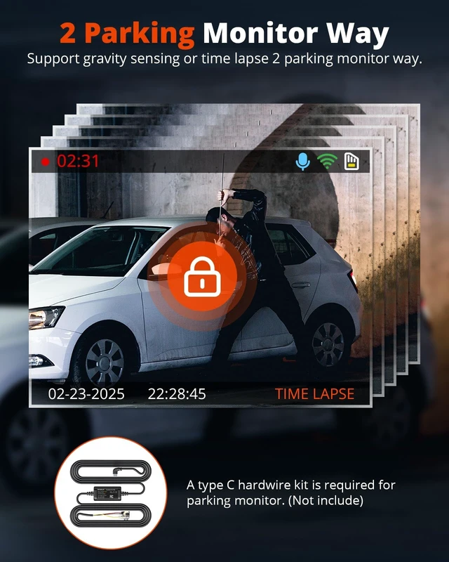Alt view image 12 of 14 - 2K Dash Cam Front and Rear with 64GB SD Card, Wireless WiFi Dash Camera for Cars, 1.5'' Screen Mini Dashcam Front and Back, Support G-Sensor/Time Lapse 2 Kinds Parking Monitor