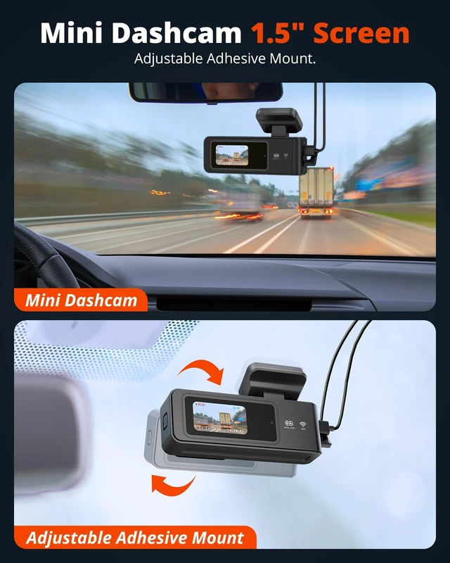 Alt view image 14 of 14 - 2K Dash Cam Front and Rear with 64GB SD Card, Wireless WiFi Dash Camera for Cars, 1.5'' Screen Mini Dashcam Front and Back, Support G-Sensor/Time Lapse 2 Kinds Parking Monitor