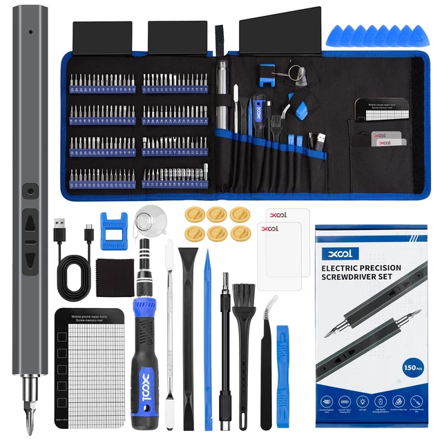 Alt view image 8 of 14 - 150 in 1 Electric Screwdriver Set Precision Screwdriver Set with 120 Magnetic Bits, Rechargeable 2 Gears Torque Power Screwdriver Kit for Electronics, Computer, Laptops, Phone, PC, Game Console