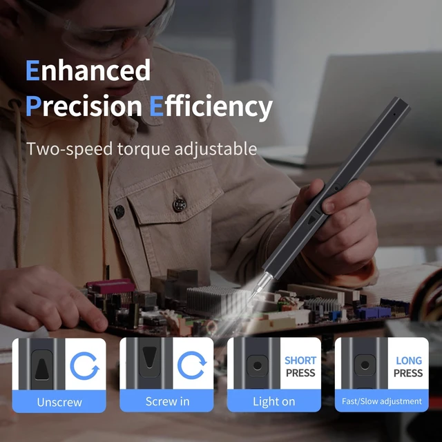 Alt view image 10 of 14 - 150 in 1 Electric Screwdriver Set Precision Screwdriver Set with 120 Magnetic Bits, Rechargeable 2 Gears Torque Power Screwdriver Kit for Electronics, Computer, Laptops, Phone, PC, Game Console