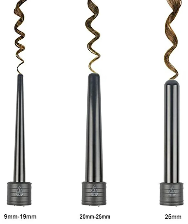 Alt view image 9 of 14 - Tourmaline 3 in 1 Curling Wand Set with 3 Interchangeable Curling Iron Ceramic Barrels with Heat Resistant Glove Black
