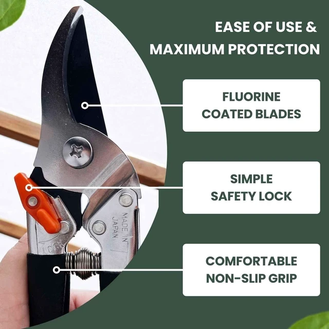 Alt view image 11 of 14 - Saboten Japanese Pruning Shears 7.9" Professional Bypass Garden Clippers, Made in Japan, Sharp Carbon Steel Blade with Sap-Resistant Fluorine Coating, Cuts up to 3/4 in (20 mm)