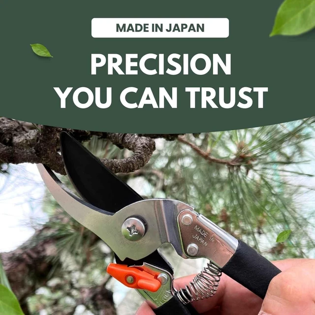 Alt view image 9 of 14 - Saboten Japanese Pruning Shears 7.9" Professional Bypass Garden Clippers, Made in Japan, Sharp Carbon Steel Blade with Sap-Resistant Fluorine Coating, Cuts up to 3/4 in (20 mm)