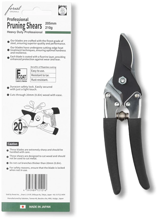 Alt view image 14 of 14 - Saboten Japanese Pruning Shears 7.9" Professional Bypass Garden Clippers, Made in Japan, Sharp Carbon Steel Blade with Sap-Resistant Fluorine Coating, Cuts up to 3/4 in (20 mm)