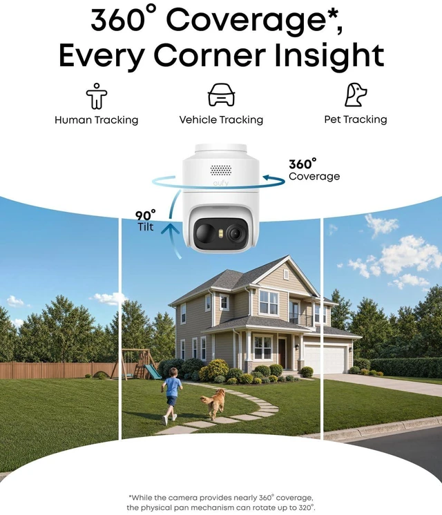 Alt view image 9 of 14 - eufyCam C37, Solar Cameras Wireless Outdoor,2K Resolution | 360° Pan & Tilt AI Tracking, Human/Pet/Vehicle Detection, Flexible Solar Panel, Color Night Vision, No Monthly Fee