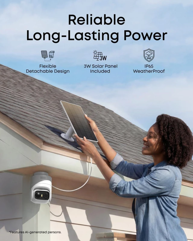 Alt view image 12 of 14 - eufyCam C37, Solar Cameras Wireless Outdoor,2K Resolution | 360° Pan & Tilt AI Tracking, Human/Pet/Vehicle Detection, Flexible Solar Panel, Color Night Vision, No Monthly Fee