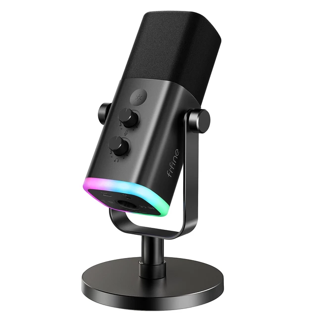 Alt view image 8 of 14 - AmpliGame AM8 USB/XLR Dynamic Microphone for Gaming Streaming | Podcast Mic with RGB Light, Mute Button, Headphones Jack, Desktop Stand, for Vocal Recording Singing YouTube