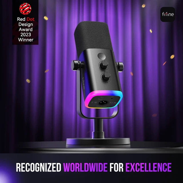 Alt view image 9 of 14 - AmpliGame AM8 USB/XLR Dynamic Microphone for Gaming Streaming | Podcast Mic with RGB Light, Mute Button, Headphones Jack, Desktop Stand, for Vocal Recording Singing YouTube
