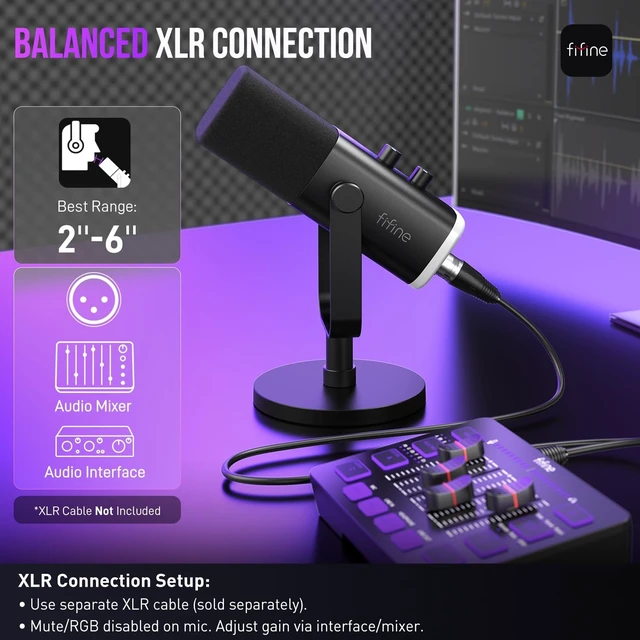 Alt view image 13 of 14 - AmpliGame AM8 USB/XLR Dynamic Microphone for Gaming Streaming | Podcast Mic with RGB Light, Mute Button, Headphones Jack, Desktop Stand, for Vocal Recording Singing YouTube