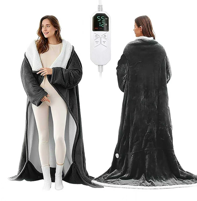 Alt view image 8 of 14 - Electric Wearable Heated Blanket Throw, 50x70+14" with Foot Pocket | Wearable Heated Blanket Portable with Foot Pocket,Electric Blanket,8 Heat Settings, 1-12H Auto Shut-Off,for Her/Him/Family