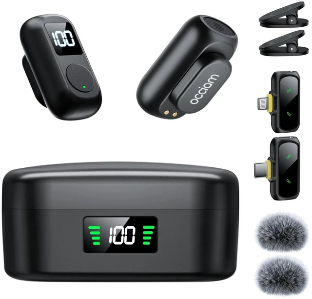 Alt view image 8 of 14 - Mini Lavalier Microphone for iPhone & Android Wireless Microphone | Noise Reduction Magnetic Mini Lapel Mic with 54H Charging Case for YouTube Podcast Tiktok Vlogging Video Recording Black