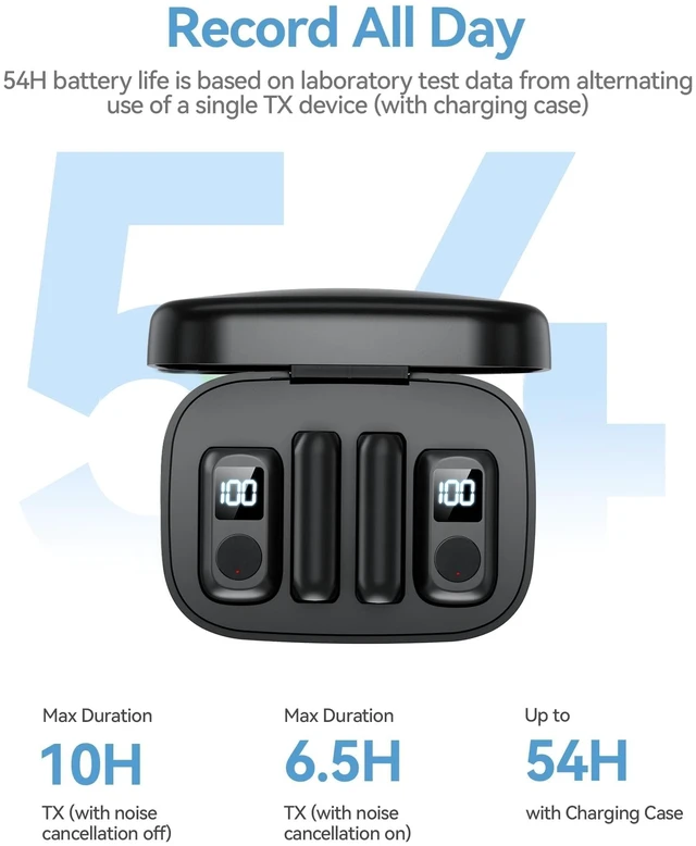 Alt view image 11 of 14 - Mini Lavalier Microphone for iPhone & Android Wireless Microphone | Noise Reduction Magnetic Mini Lapel Mic with 54H Charging Case for YouTube Podcast Tiktok Vlogging Video Recording Black