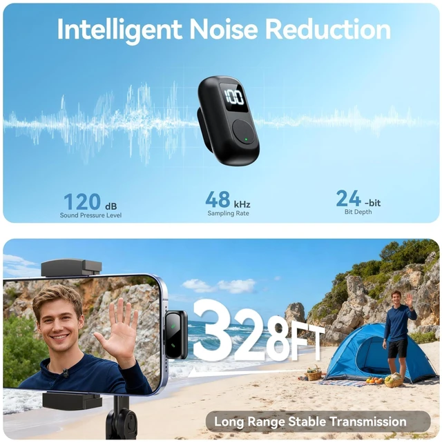 Alt view image 9 of 14 - Mini Lavalier Microphone for iPhone & Android Wireless Microphone | Noise Reduction Magnetic Mini Lapel Mic with 54H Charging Case for YouTube Podcast Tiktok Vlogging Video Recording Black
