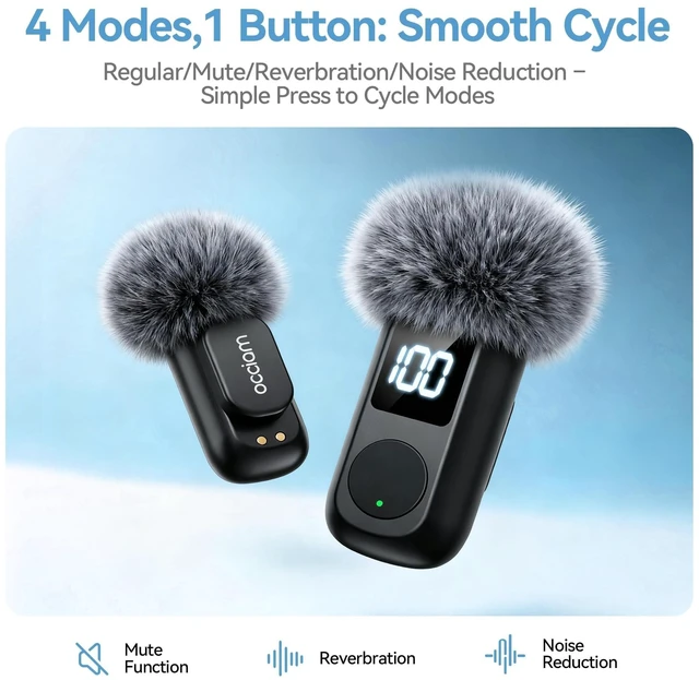 Alt view image 12 of 14 - Mini Lavalier Microphone for iPhone & Android Wireless Microphone | Noise Reduction Magnetic Mini Lapel Mic with 54H Charging Case for YouTube Podcast Tiktok Vlogging Video Recording Black