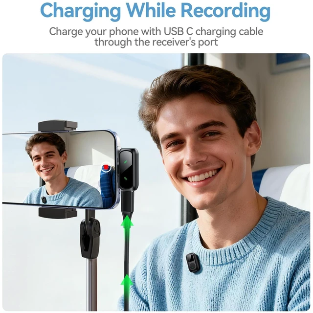 Alt view image 13 of 14 - Mini Lavalier Microphone for iPhone & Android Wireless Microphone | Noise Reduction Magnetic Mini Lapel Mic with 54H Charging Case for YouTube Podcast Tiktok Vlogging Video Recording Black