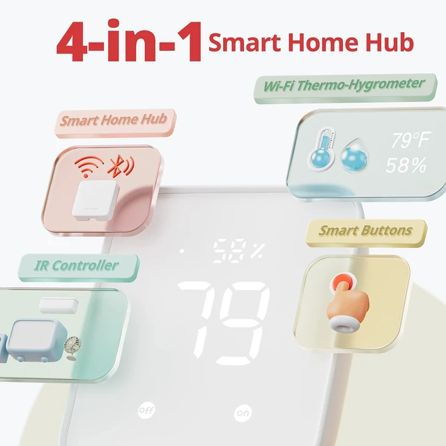 Alt view image 9 of 14 - Hub 2 (2nd Gen), Work as a WiFi Thermometer Hygrometer, IR Remote Control, Smart Remote and Light Sensor, Link SwitchBot to Wi-Fi (Support 2.4GHz), Alexa, Google Home, Apple Home Compatible