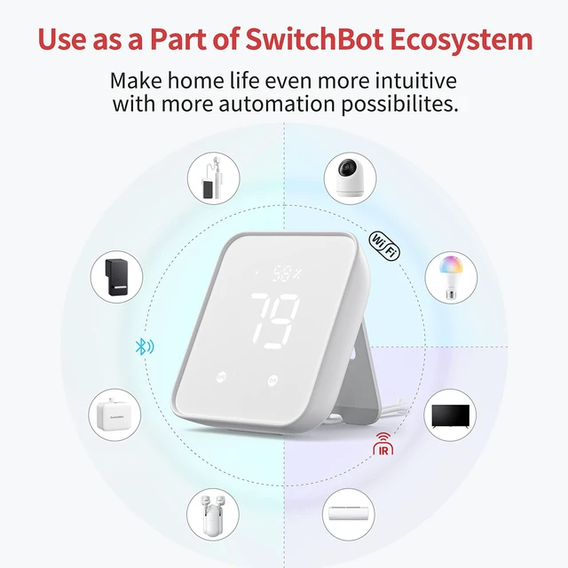 Alt view image 13 of 14 - Hub 2 (2nd Gen), Work as a WiFi Thermometer Hygrometer, IR Remote Control, Smart Remote and Light Sensor, Link SwitchBot to Wi-Fi (Support 2.4GHz), Alexa, Google Home, Apple Home Compatible