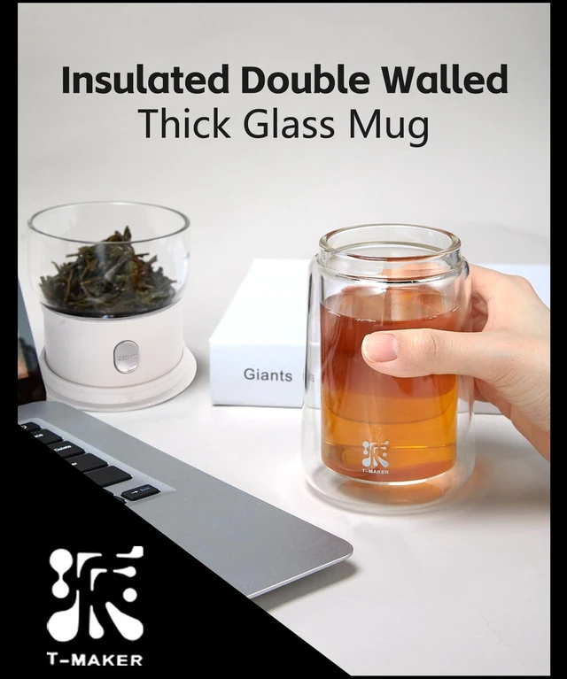 Alt view image 13 of 14 - Modern Glass Infuser Pot, One Touch Tea Maker for Loose Leaf Tea | Glass Teapot with Infuser, Magic Tea Infuser with 6.7oz Insulated Mug and Portable Case for Tea Lovers Gifts