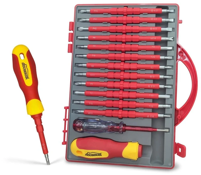 Alt view image 8 of 14 - Electrical Screwdriver Set, Insulated Screwdriver, 26 Pcs | Magnetic Tip Electrician Tools Kit with Case, with Interchangeable Blades, Electrical Screwdriver for Men Household Repair