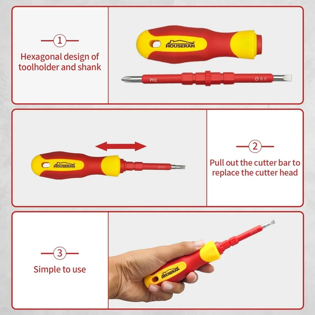 Alt view image 12 of 14 - Electrical Screwdriver Set, Insulated Screwdriver, 26 Pcs | Magnetic Tip Electrician Tools Kit with Case, with Interchangeable Blades, Electrical Screwdriver for Men Household Repair