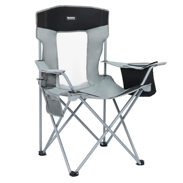 Alt view image 8 of 14 - Folding Camping Chairs, Portable Lightweight Lawn Camp Chair, Gray | for Adults, with Drink Holder and Cooler Pouch, High-Back Design, No Assembly Required, Outdoor for Camping, Picnic, Sports