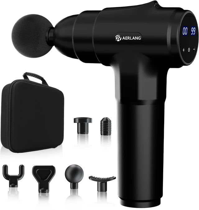 Alt view image 7 of 12 - Massage Gun Back Massager Deep Tissue for Athletes Christmas Gift for men | Muscle Massager to Relief Pain and Relax with 20 Adjustable High Intensity Speeds 6 Heads, Body Carrying Case