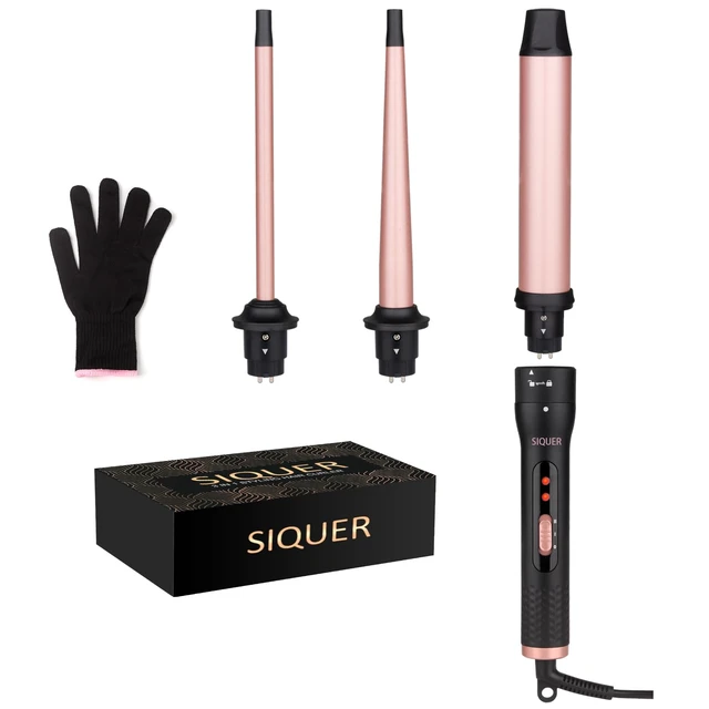 Alt view image 8 of 14 - 3 in 1 Curling Wand Set - SIQUER Hair Waver Curling Iron for Women | 3 Interchangable Ceramic Beach Waves Wands 1/2 Inch to 1 1/4 Inch Fast Heating Up Hair Curler with Box (Rose, Black)