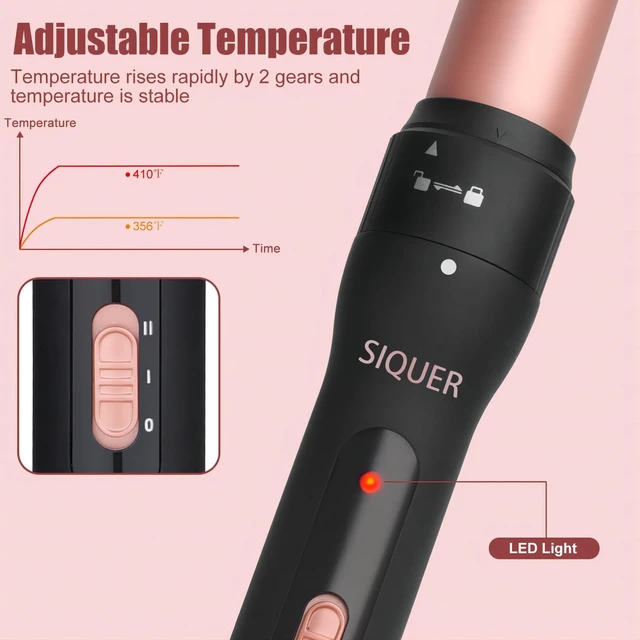Alt view image 11 of 14 - 3 in 1 Curling Wand Set - SIQUER Hair Waver Curling Iron for Women | 3 Interchangable Ceramic Beach Waves Wands 1/2 Inch to 1 1/4 Inch Fast Heating Up Hair Curler with Box (Rose, Black)