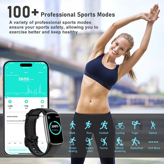 Alt view image 9 of 14 - Fitness Tracker with 24/7 Heart Rate, Blood Oxygen, Sleep Tracker, 1.47''Waterproof Fitness Watch, Activity Tracker with Step Tracker for Women Men
