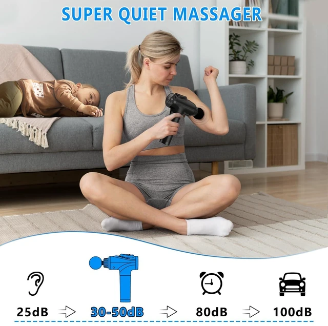 Alt view image 11 of 14 - Massage Gun, Muscle Massage Gun for Athletes Handheld Electric Deep Tissue Back Massager, Percussion Massage Device for Pain Relief with 30 Speed Levels 9 Heads Black
