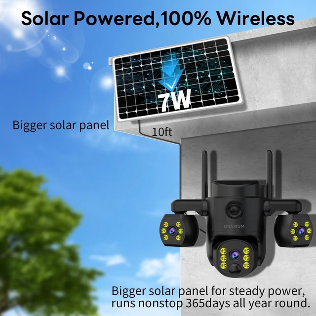 Alt view image 9 of 14 - Triple Lens Outdoor Wireless Security Camera, Outdoor Cameras for Home Security, Color Night Vision, Outdoor Camera Two Way Audio for Home and Farm