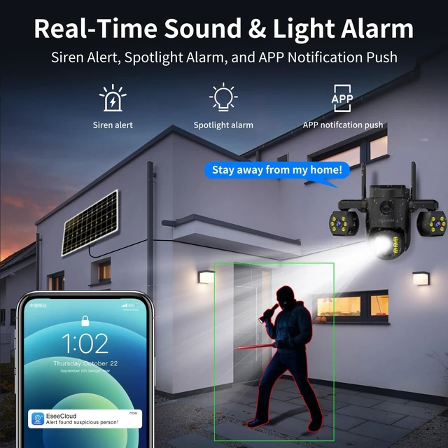 Alt view image 14 of 14 - Triple Lens Outdoor Wireless Security Camera, Outdoor Cameras for Home Security, Color Night Vision, Outdoor Camera Two Way Audio for Home and Farm