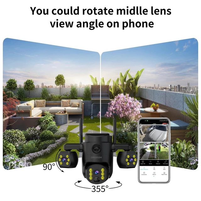 Alt view image 13 of 14 - Triple Lens Outdoor Wireless Security Camera, Outdoor Cameras for Home Security, Color Night Vision, Outdoor Camera Two Way Audio for Home and Farm