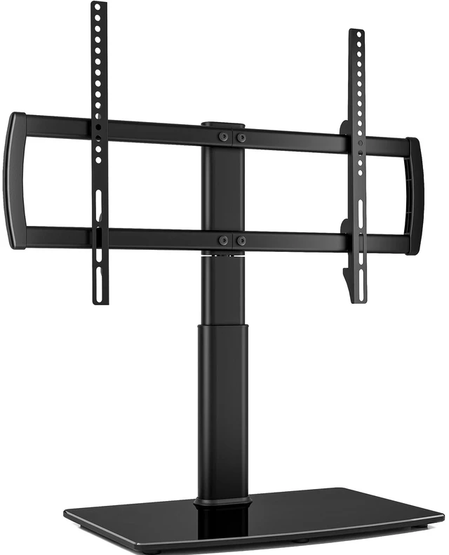 Alt view image 8 of 14 - Universal Swivel TV Stand/Base Table Top TV Stand 32 to 65 inch TVs 80 Degree Swivel, 4 Level Height Adjustable, Heavy Duty Tempered Glass Base, Holds up to 88lbs Screens, HT04B-002