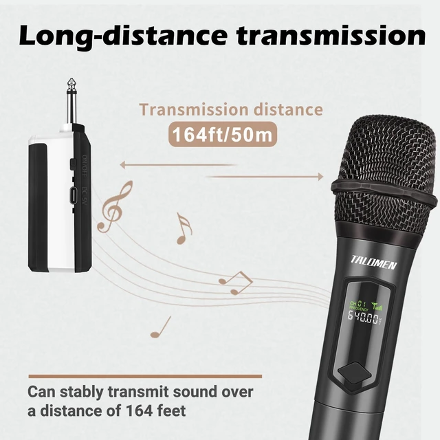 Alt view image 12 of 14 - Wireless Microphone,Professional Dual Handheld Cordless Dynamic Mic System with Rechargeable Receiver(160 Ft),Karaoke Microphone Set for Singing,Karaoke,Wedding,DJ,Party,Speech,Church,K60-2