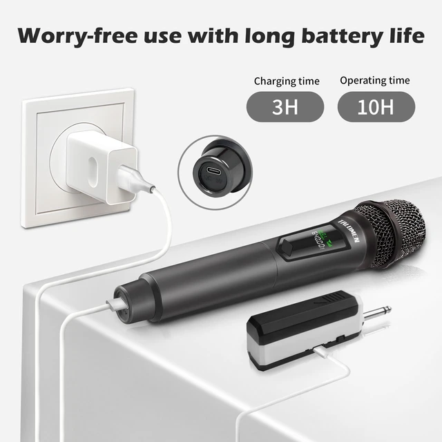 Alt view image 11 of 14 - Wireless Microphone,Professional Dual Handheld Cordless Dynamic Mic System with Rechargeable Receiver(160 Ft),Karaoke Microphone Set for Singing,Karaoke,Wedding,DJ,Party,Speech,Church,K60-2