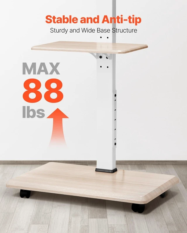 Alt view image 11 of 14 - Rolling TV Stand, Mobile TV Cart for 32-70 Inch Screens, 25° Left-Right Rotation and Height Adjustable TV Mount with Tray, Holds up to 88 lbs for Corner, Bedroom, Outdoor, Max VESA 600x400mm