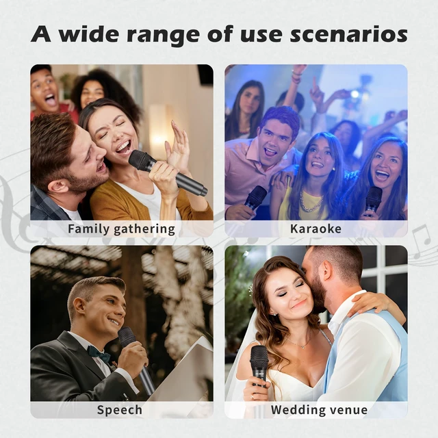 Alt view image 14 of 14 - Wireless Microphone,Professional Dual Handheld Cordless Dynamic Mic System with Rechargeable Receiver(160 Ft),Karaoke Microphone Set for Singing,Karaoke,Wedding,DJ,Party,Speech,Church,K60-2