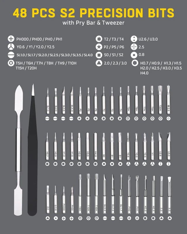 Alt view image 9 of 14 - Mini Electric Screwdriver, 52 in 1 Precision Screwdriver Set | Small Power Screwdriver for Glasses, Watch, Jewelers, iPhone, Laptop, MacBook, Xbox, PS5, PC, Computer, Switch, Electronics