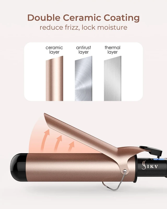 Alt view image 11 of 14 - 2 inch Curling Iron Extra Large,Long Barrel Curling Wand for Long Hair | Loose Curls,Dual Voltage Curling Iron,225-450°F,2 inch Extra Big Curling Wand,Ceramic Tourmaline Curl Iron,Auto Shut Off