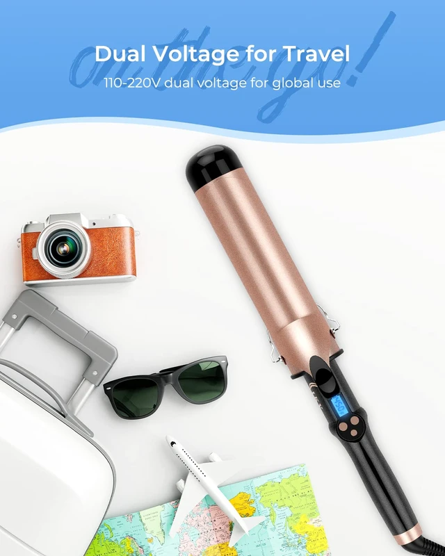 Alt view image 14 of 14 - 2 inch Curling Iron Extra Large,Long Barrel Curling Wand for Long Hair | Loose Curls,Dual Voltage Curling Iron,225-450°F,2 inch Extra Big Curling Wand,Ceramic Tourmaline Curl Iron,Auto Shut Off