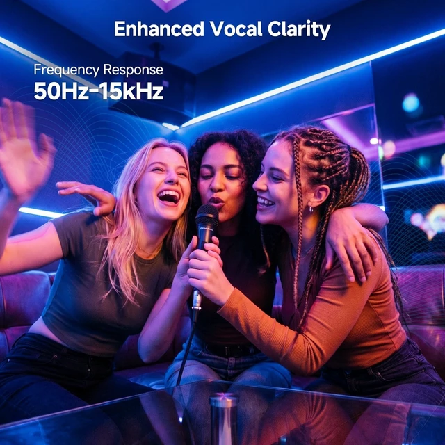Alt view image 10 of 14 - 2-Pack Cardioid Dynamic Vocal Microphones with 15ft Cable | 6.35mm Wired Microphone, for Singing and Karaoke, Compatible with Singing Machine
