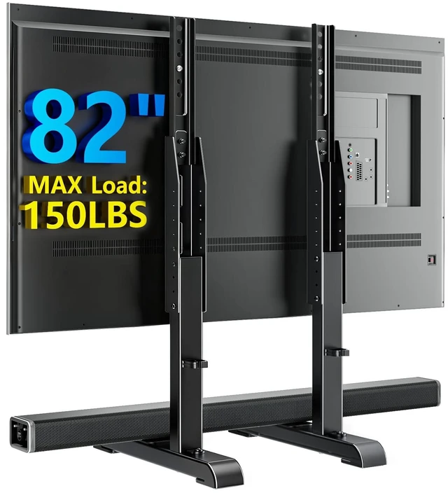 Alt view image 8 of 14 - Universal TV Stand, Table Top TV Stand Base Wobble Replacement for Most 24 to 80 Inch LCD LED TVs, 7 Height Adjustable TV Legs Hold up to 150lbs, Max VESA 800x500mm, Black AX10TB02